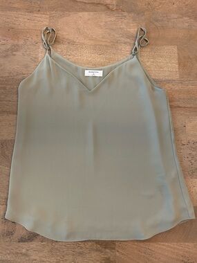 Babaton Sage Green Silk-Feel V-Neck Tank